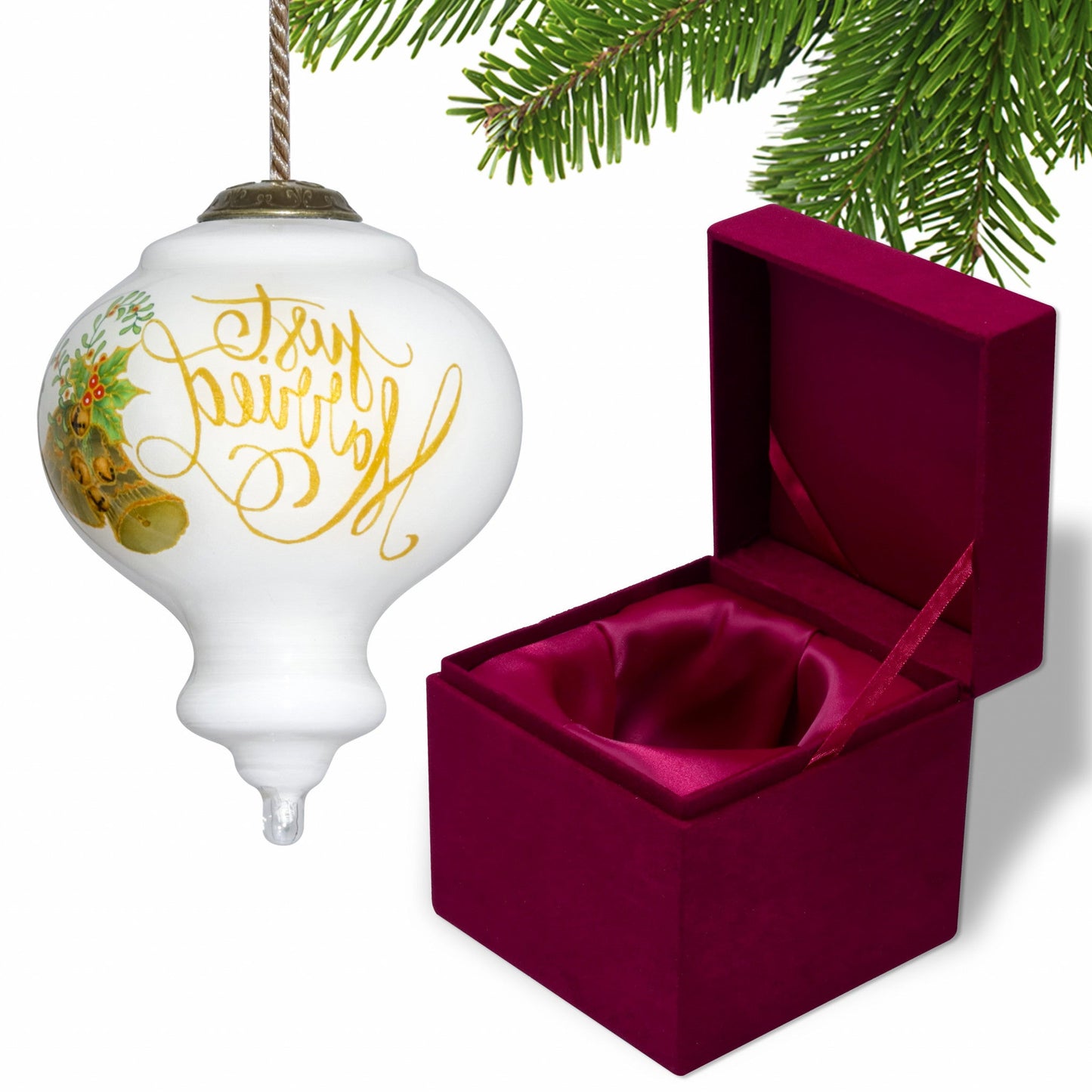 HomeRoots Authentic Just Married Hand Painted Mouth Blown Glass Ornament