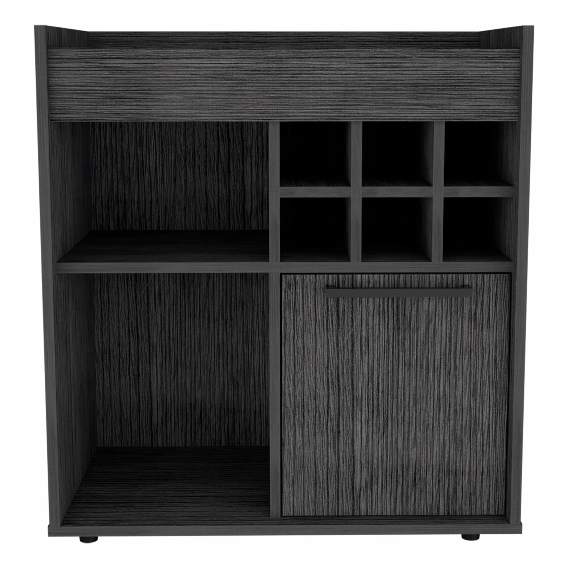 HomeRoots Bar Cabinet With One Door Panel in Smokey Oak Finish