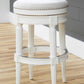 HomeRoots Bar Height Round Backless Stool With White Fabric Finish