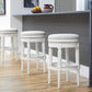 HomeRoots Bar Height Round Backless Stool With White Fabric Finish