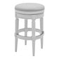 HomeRoots Bar Height Round Backless Stool With White Fabric Finish