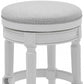 HomeRoots Bar Height Round Backless Stool With White Fabric Finish