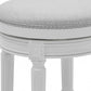 HomeRoots Bar Height Round Backless Stool With White Fabric Finish
