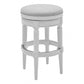 HomeRoots Bar Height Round Backless Stool With White Fabric Finish