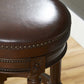 HomeRoots Bar Height Round Stool With Distressed Walnut Finish