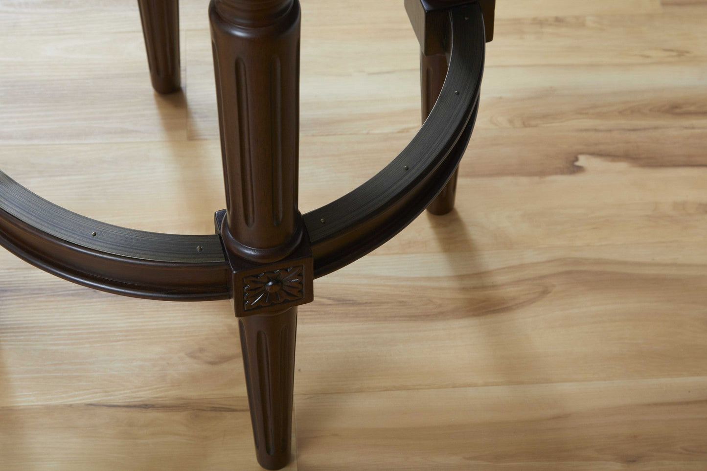 HomeRoots Bar Height Round Stool With Distressed Walnut Finish