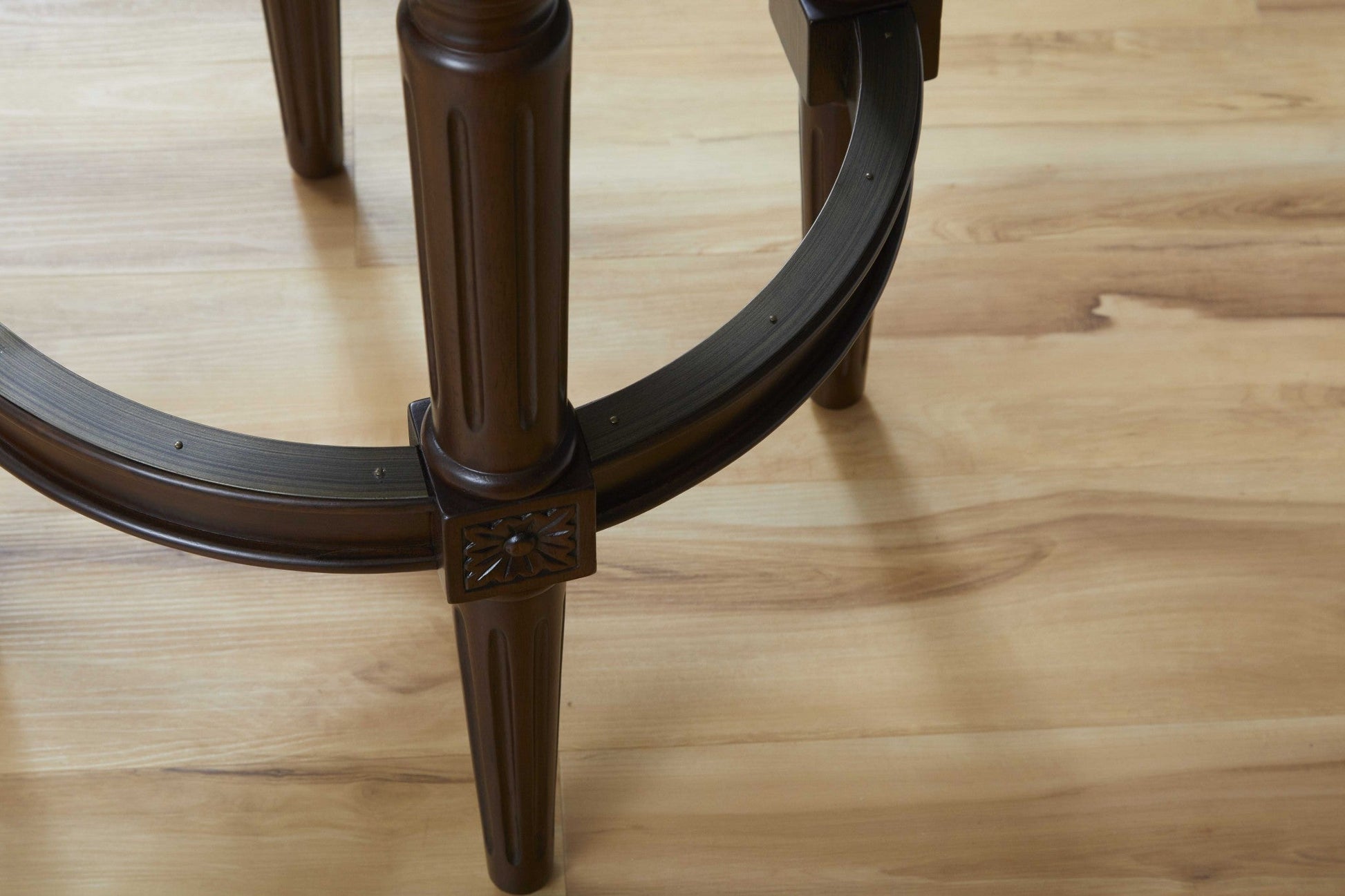 HomeRoots Bar Height Round Stool With Distressed Walnut Finish