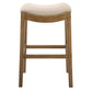 HomeRoots Bar Height Saddle Style Counter Stool With Cream Fabric And Nail Head Trim