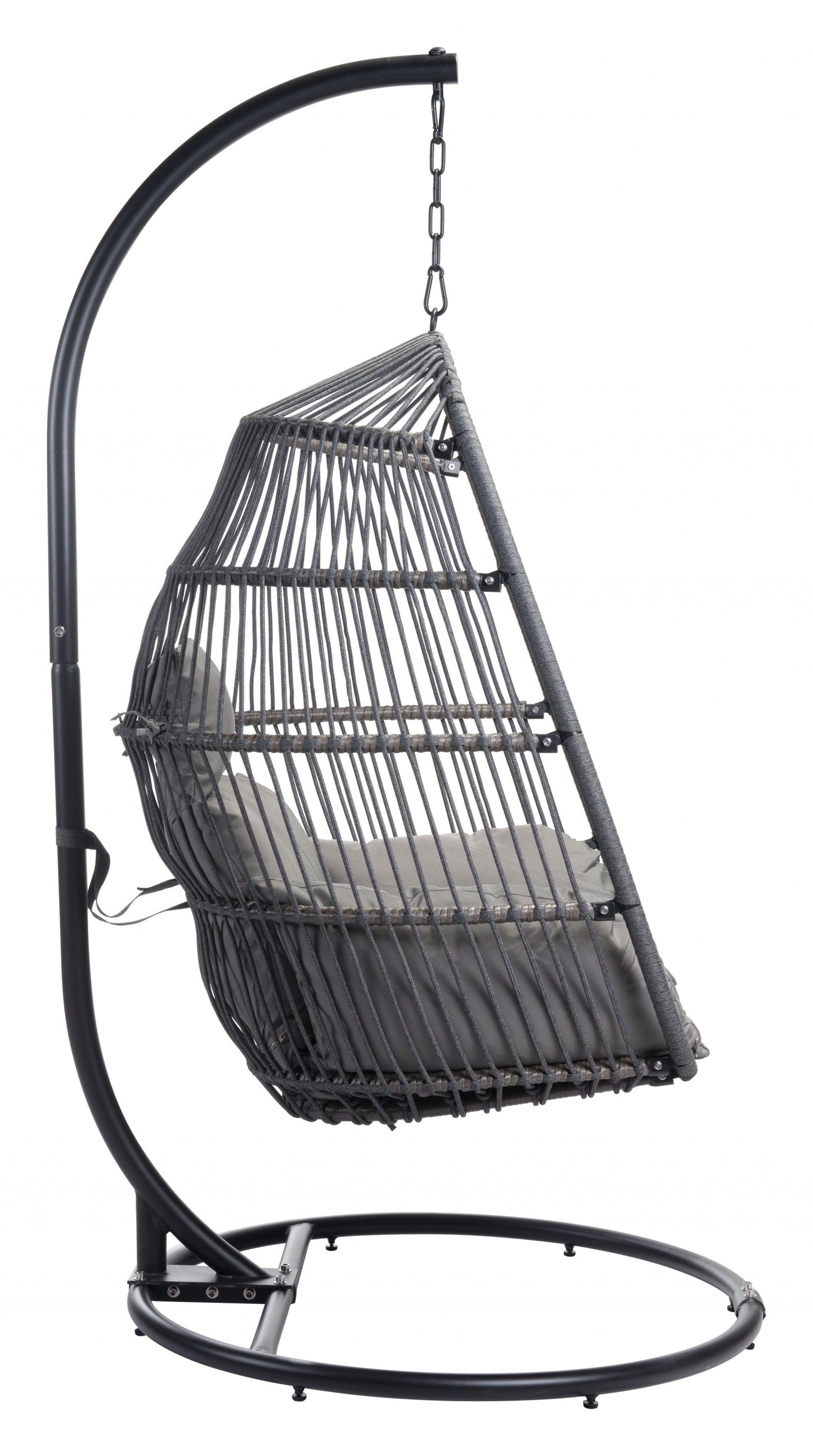 HomeRoots Basket Weave Hanging Chair in Gray Finish