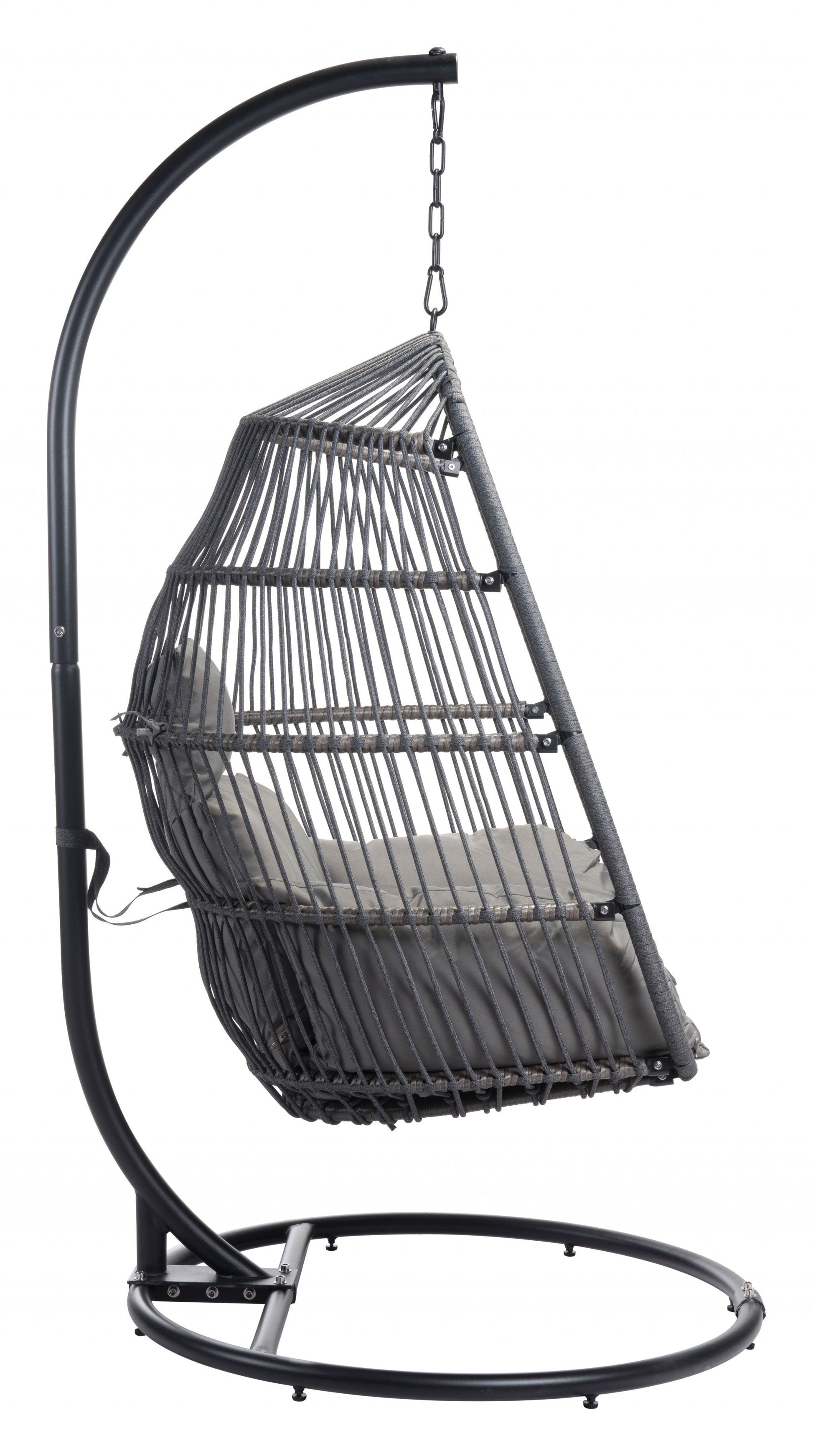 HomeRoots Basket Weave Hanging Chair in Gray Finish
