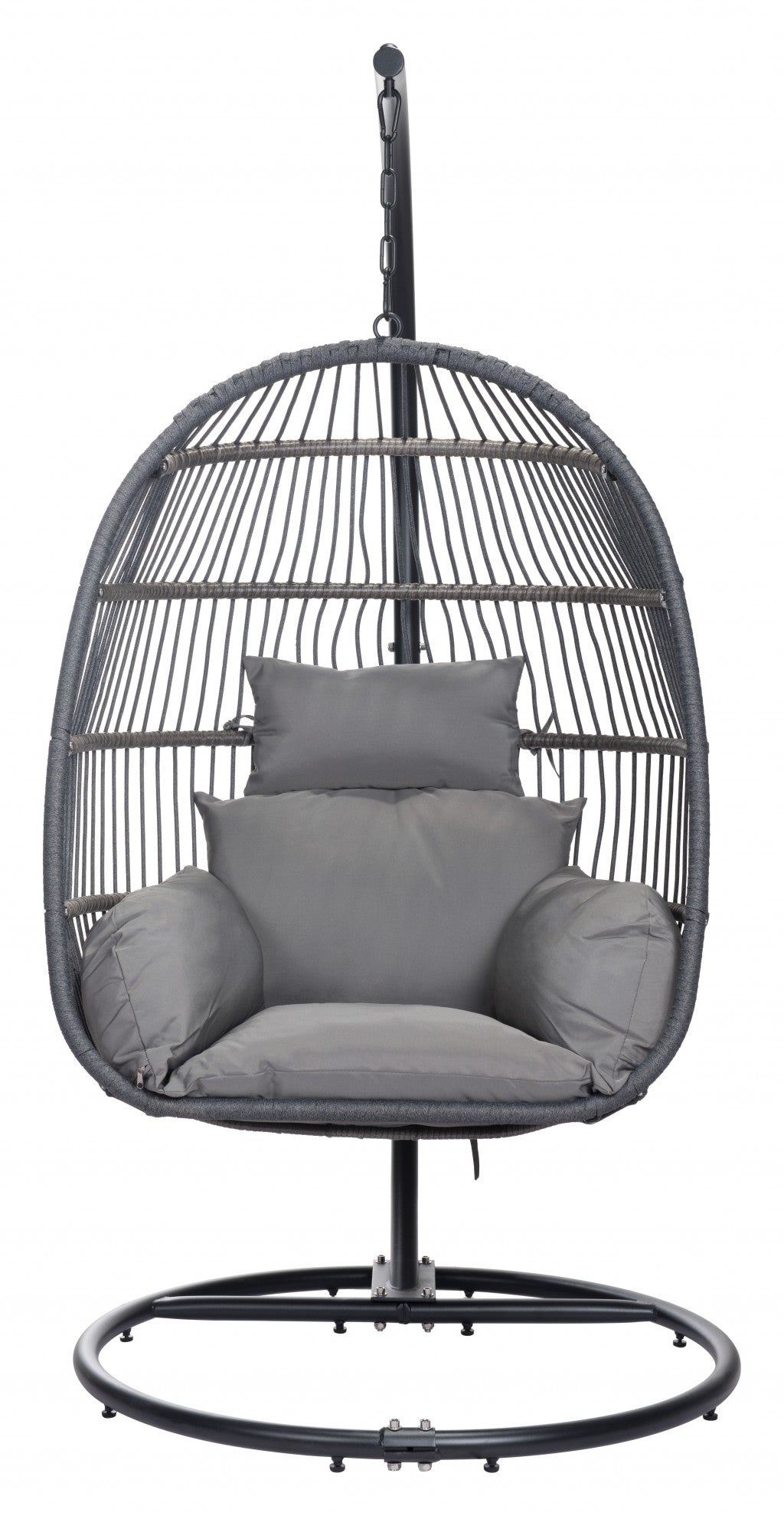 HomeRoots Basket Weave Hanging Chair in Gray Finish