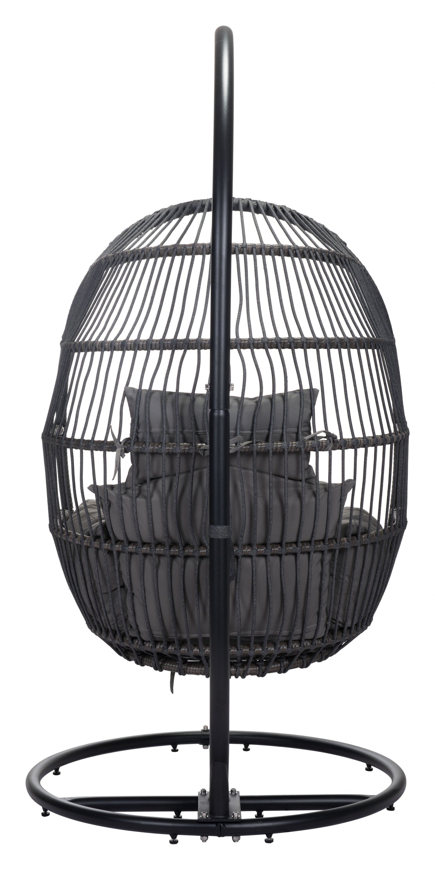 HomeRoots Basket Weave Hanging Chair in Gray Finish