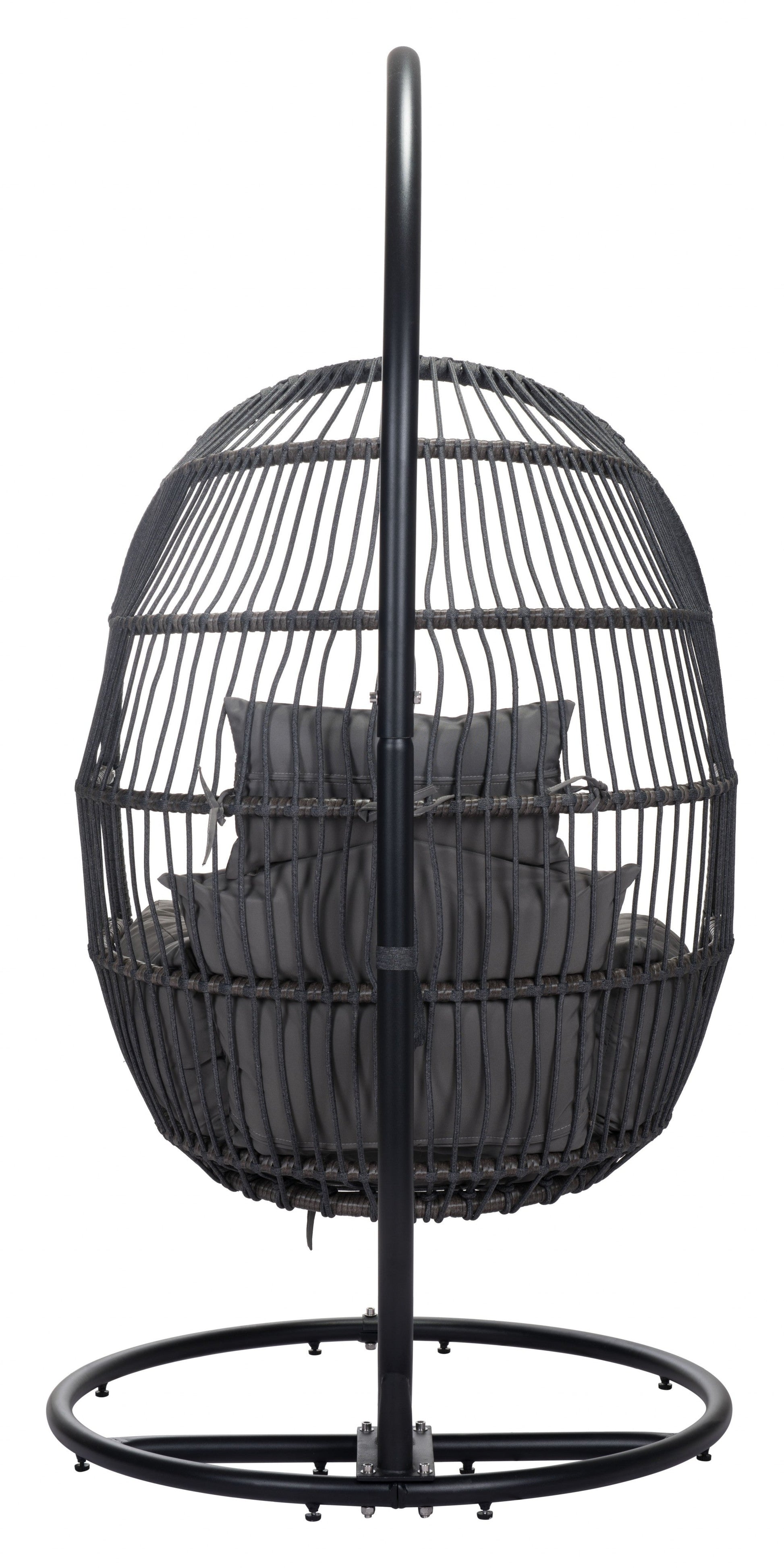HomeRoots Basket Weave Hanging Chair in Gray Finish