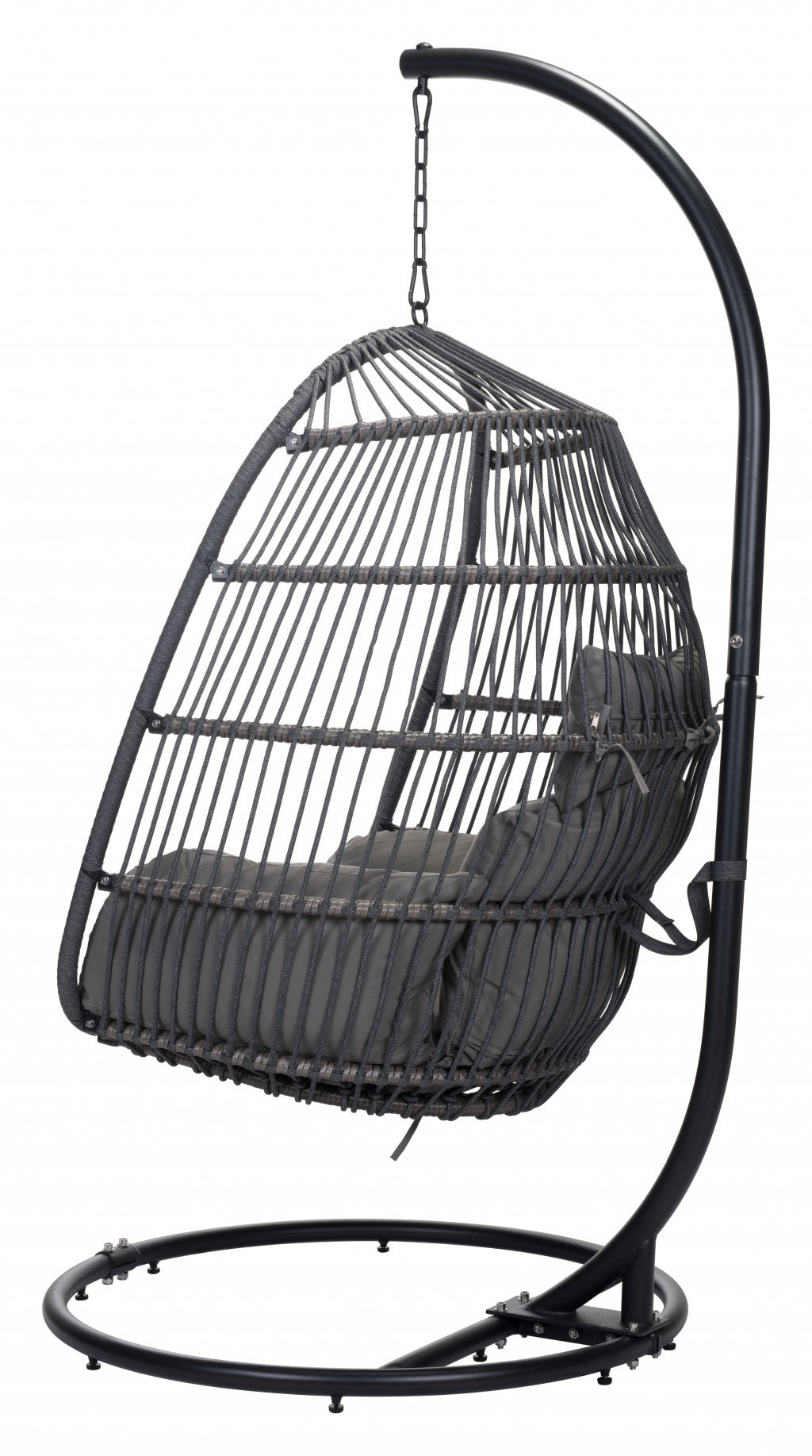 HomeRoots Basket Weave Hanging Chair in Gray Finish