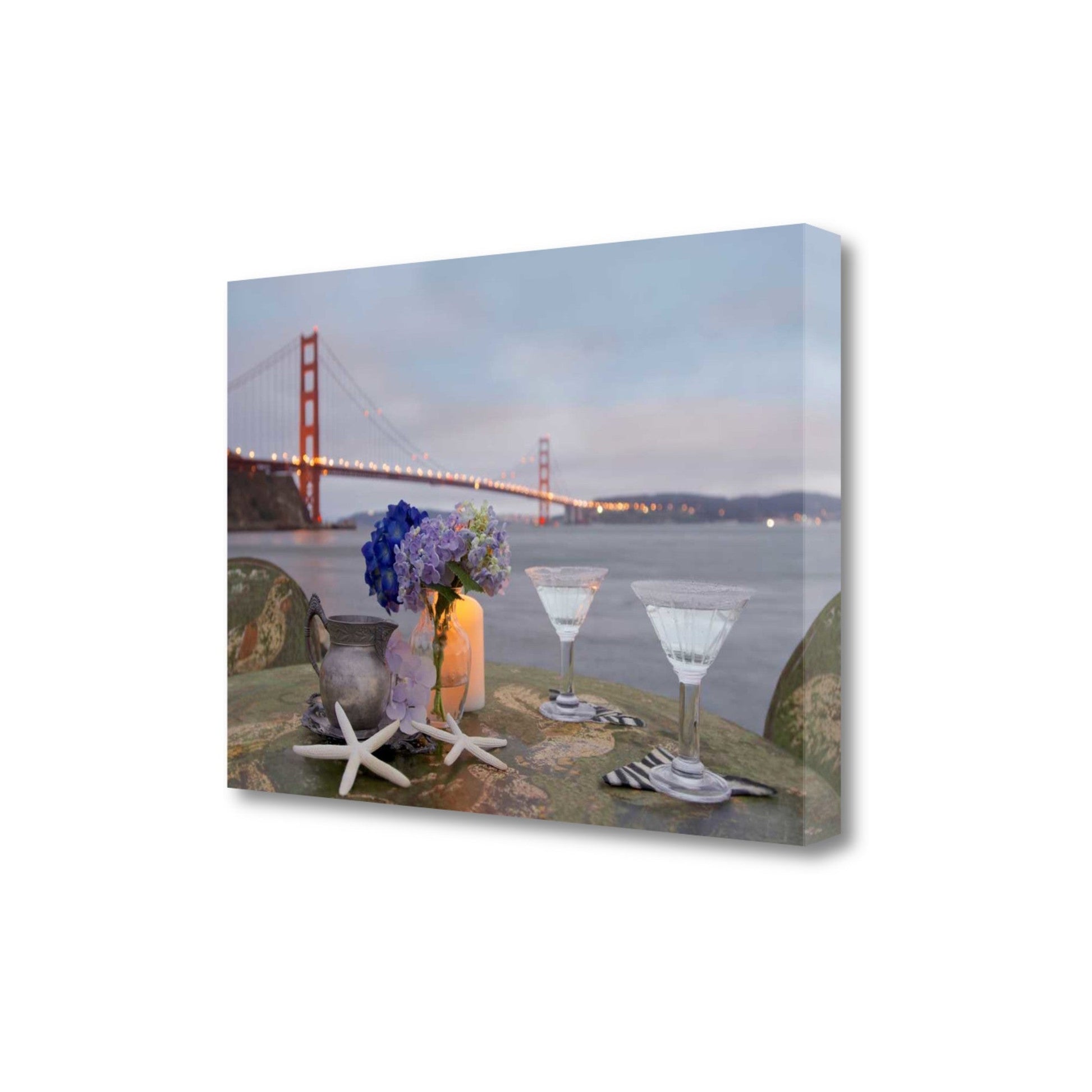 HomeRoots Beach Style Brunch For Two Golden Gate Bridge 3 Giclee Wrap Canvas Wall Art