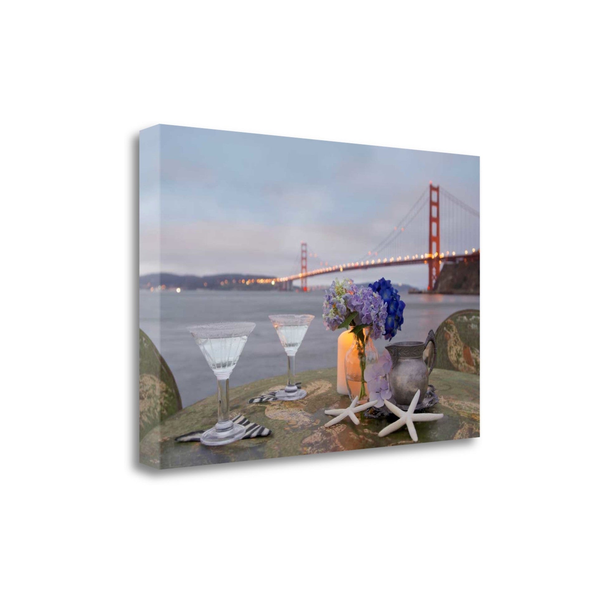 HomeRoots Beach Style Brunch For Two Golden Gate Bridge 3 Giclee Wrap Canvas Wall Art