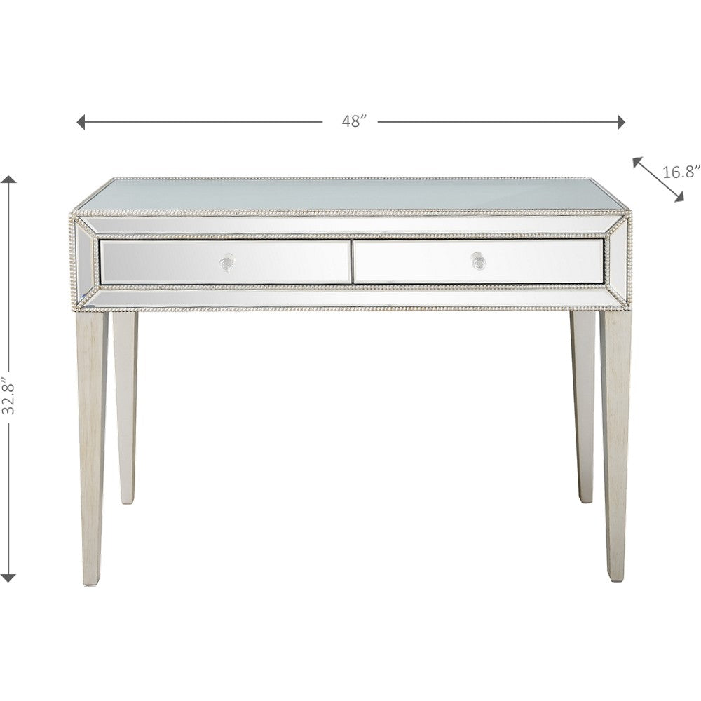 HomeRoots Beaded Console Table in Silver Finish