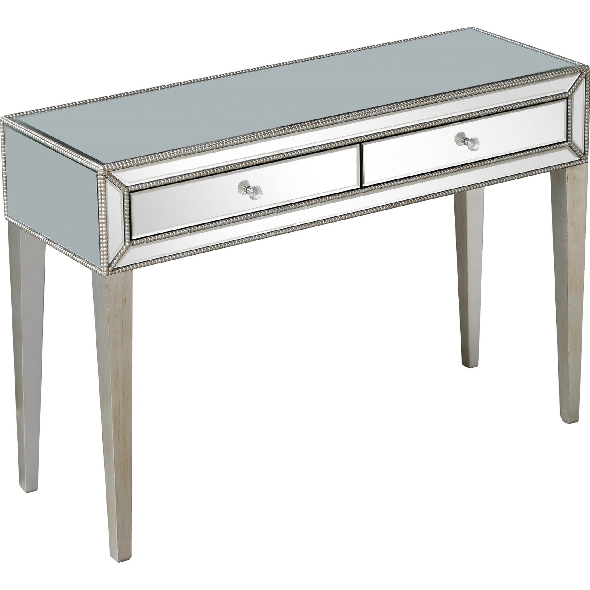 HomeRoots Beaded Console Table in Silver Finish