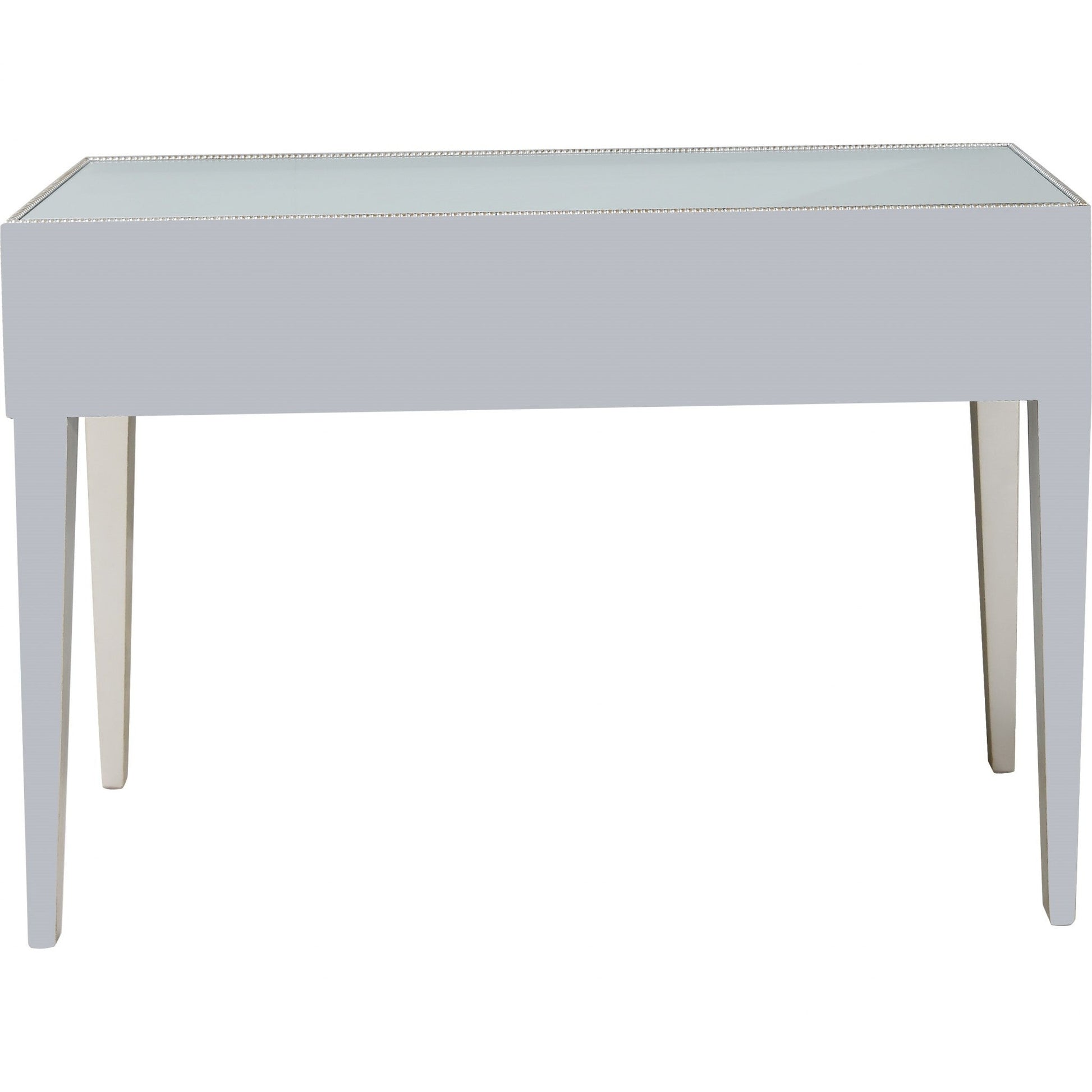 HomeRoots Beaded Console Table in Silver Finish