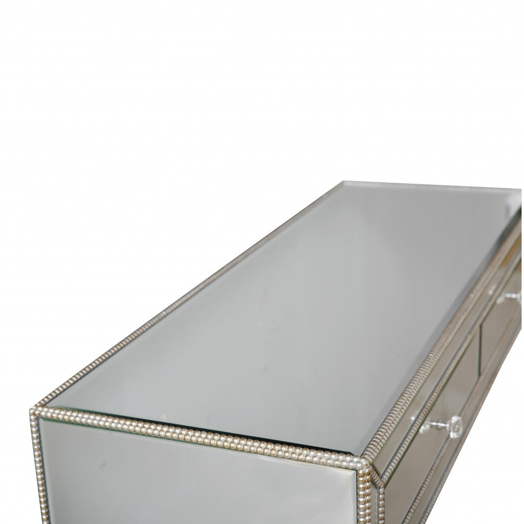 HomeRoots Beaded Console Table in Silver Finish