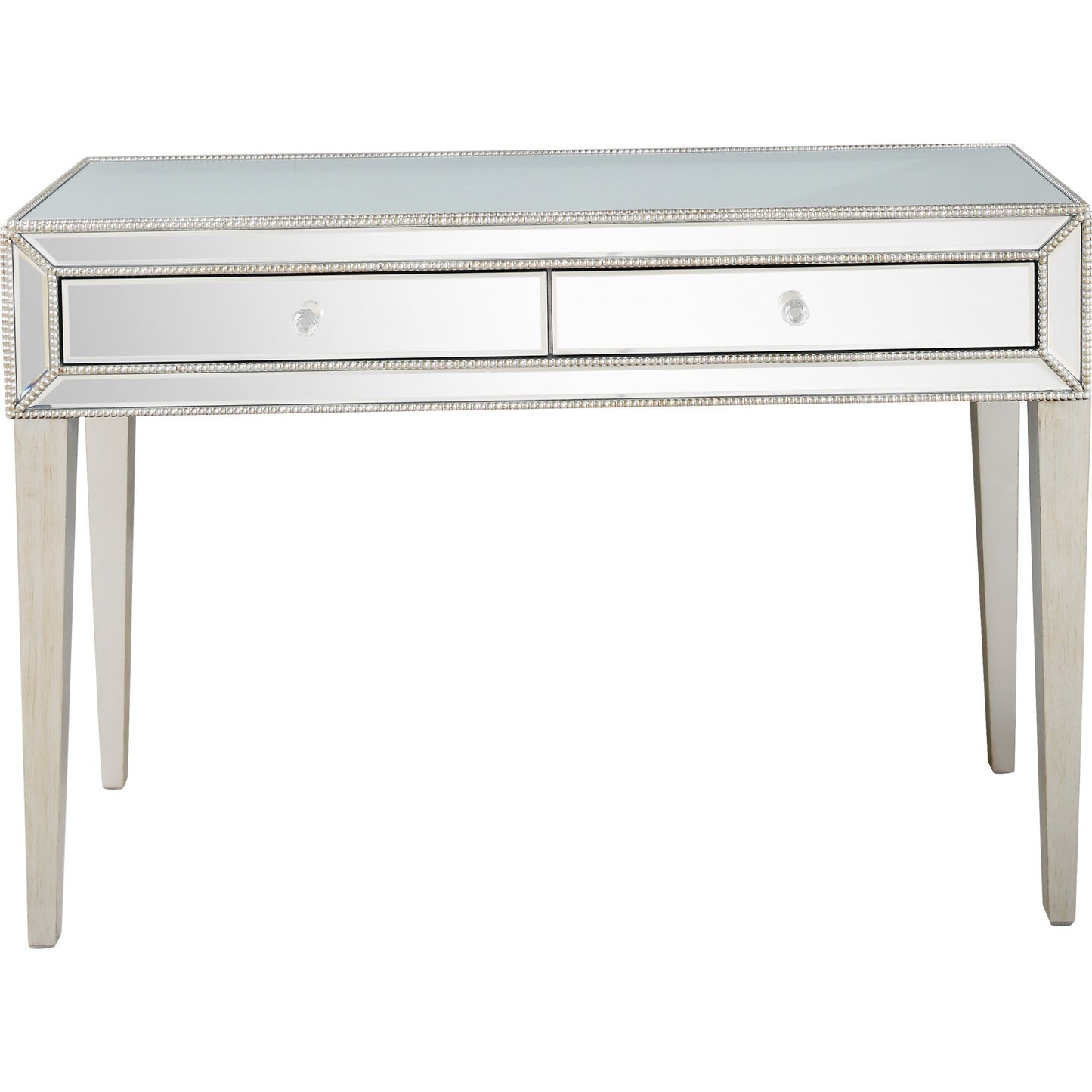 HomeRoots Beaded Console Table in Silver Finish