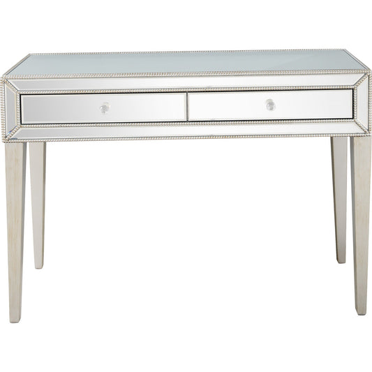 HomeRoots Beaded Console Table in Silver Finish