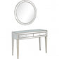 HomeRoots Beaded Mirror and Console Table in Silver Finish