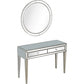HomeRoots Beaded Mirror and Console Table in Silver Finish