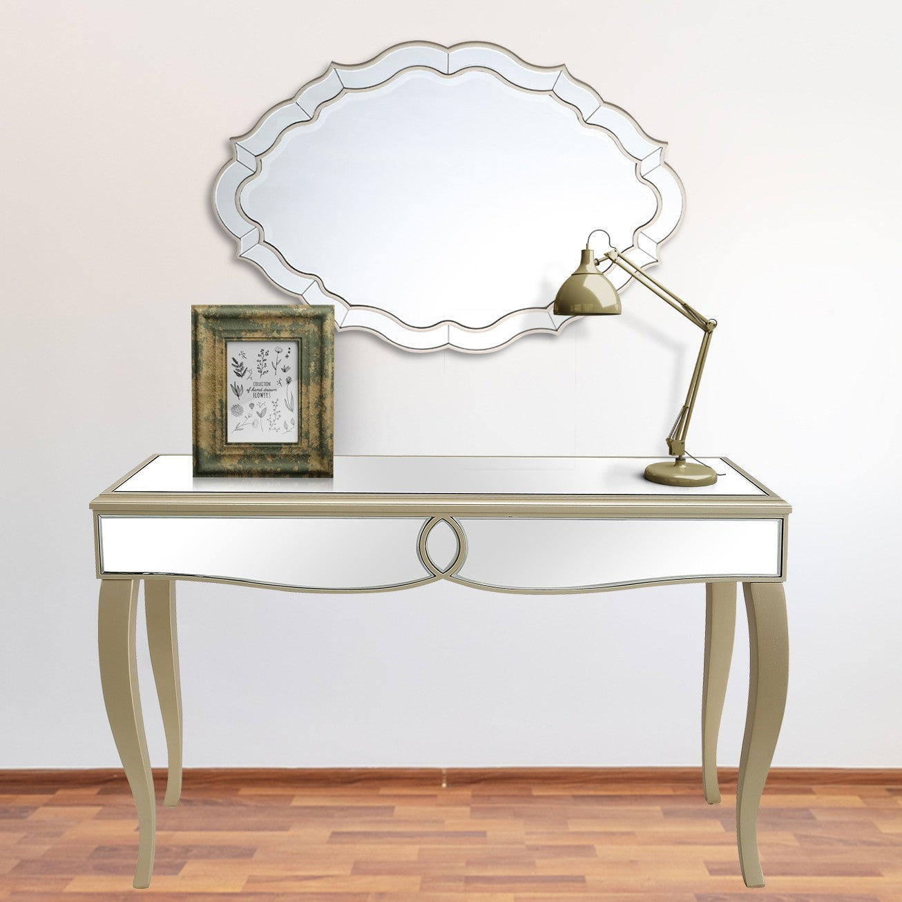HomeRoots Beauty And The Beast Console Table in Champaign Finish