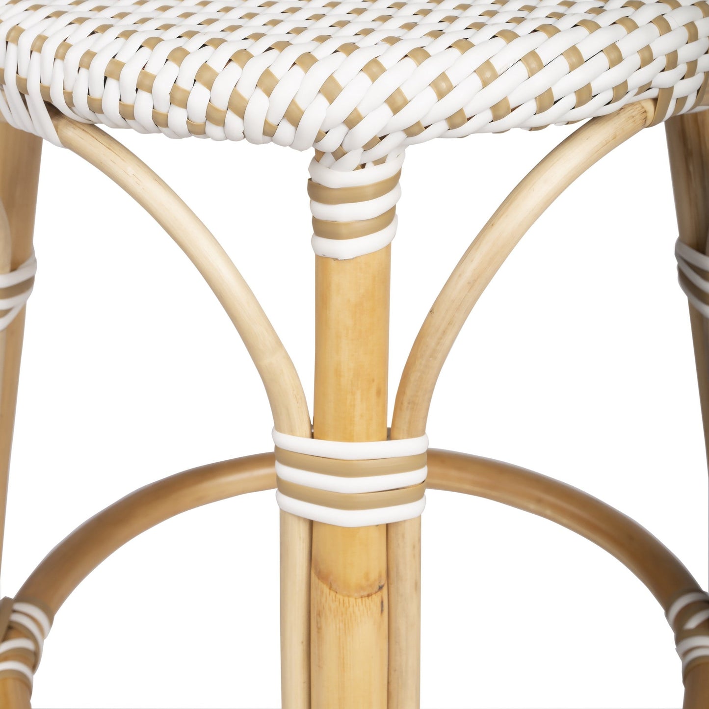 HomeRoots Beige And White Rattan Counter Stool
