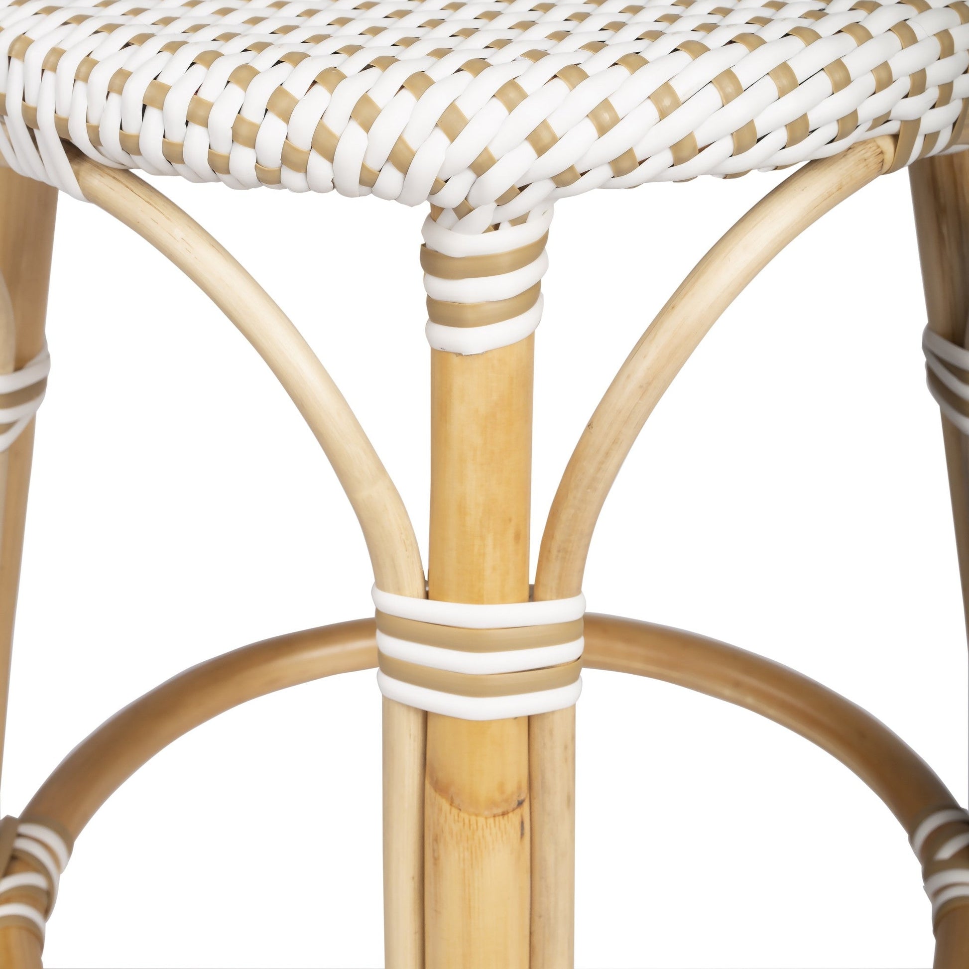 HomeRoots Beige And White Rattan Counter Stool