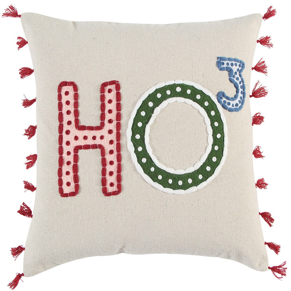 HomeRoots Beige Red Holiday Whimsical Throw Pillow