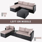 HomeRoots Beige and Brown Wicker L Shape Three Piece Sofa Set