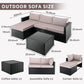 HomeRoots Beige and Brown Wicker L Shape Three Piece Sofa Set