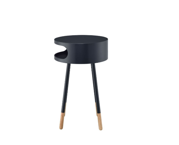 HomeRoots Bentwood Retro Round Wooden End Table in Dark Blue Finish