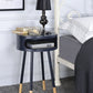 HomeRoots Bentwood Retro Round Wooden End Table in Dark Blue Finish