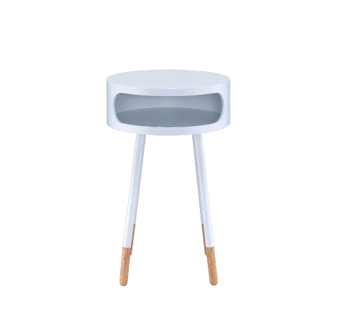 HomeRoots Bentwood Retro Round Wooden End Table in White Finish