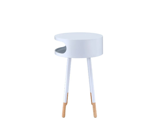 HomeRoots Bentwood Retro Round Wooden End Table in White Finish
