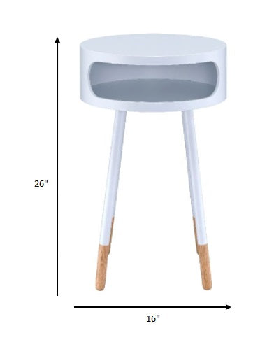 HomeRoots Bentwood Retro Round Wooden End Table in White Finish