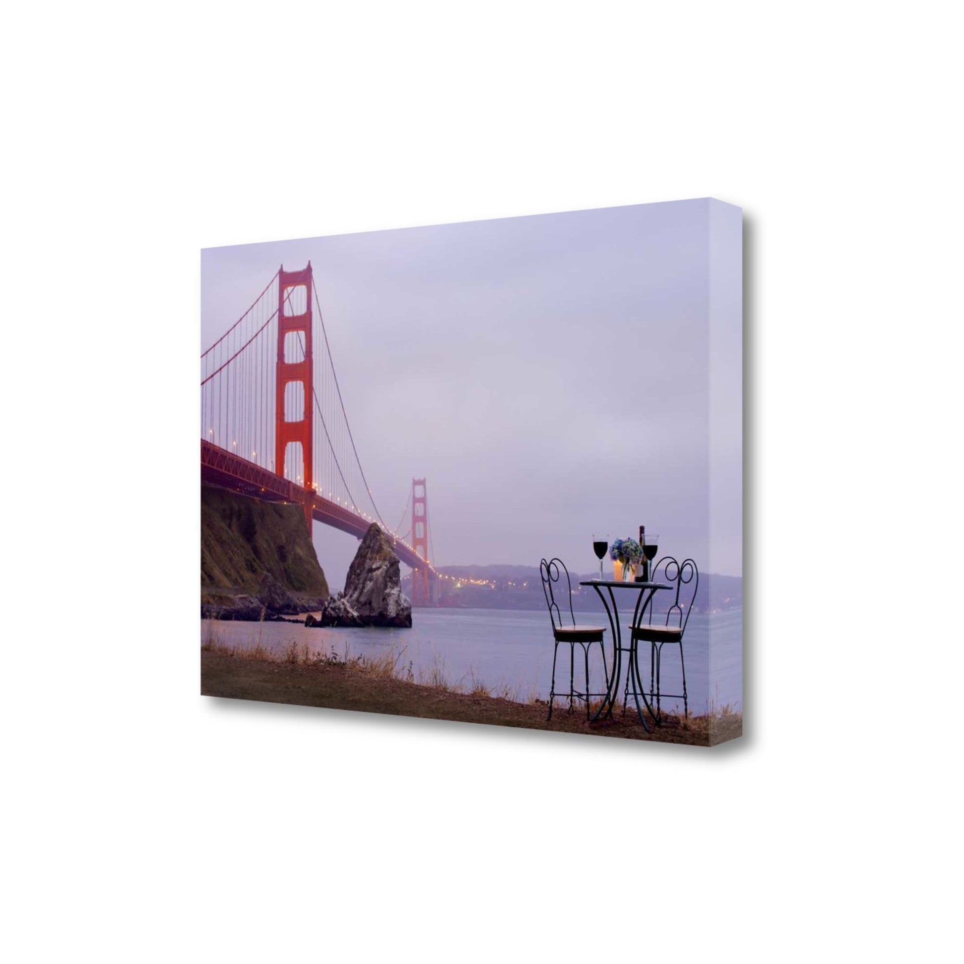 HomeRoots Bistro Cafe For Two Golden Gate Bridge 4 Giclee Wrap Canvas Wall Art
