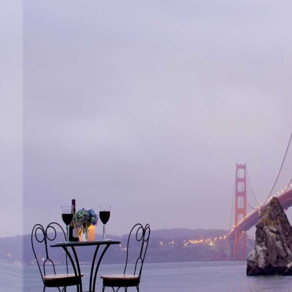 HomeRoots Bistro Cafe For Two Golden Gate Bridge 4 Giclee Wrap Canvas Wall Art
