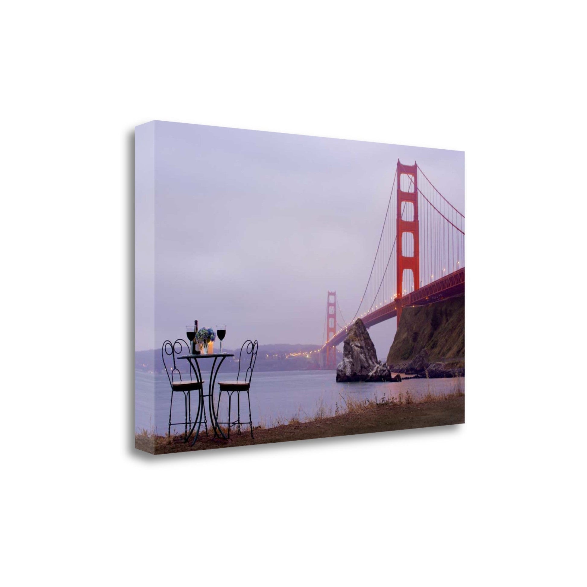 HomeRoots Bistro Cafe For Two Golden Gate Bridge 4 Giclee Wrap Canvas Wall Art