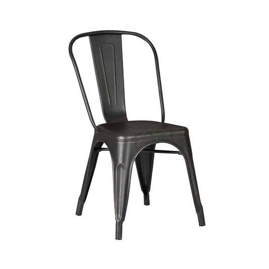 HomeRoots Black Distressed Metal Dining Chairs With Back, Set of 2