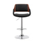 HomeRoots Black Faux Leather Adjustable Chrome Swivel Bar Stool