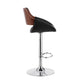 HomeRoots Black Faux Leather Adjustable Chrome Swivel Bar Stool