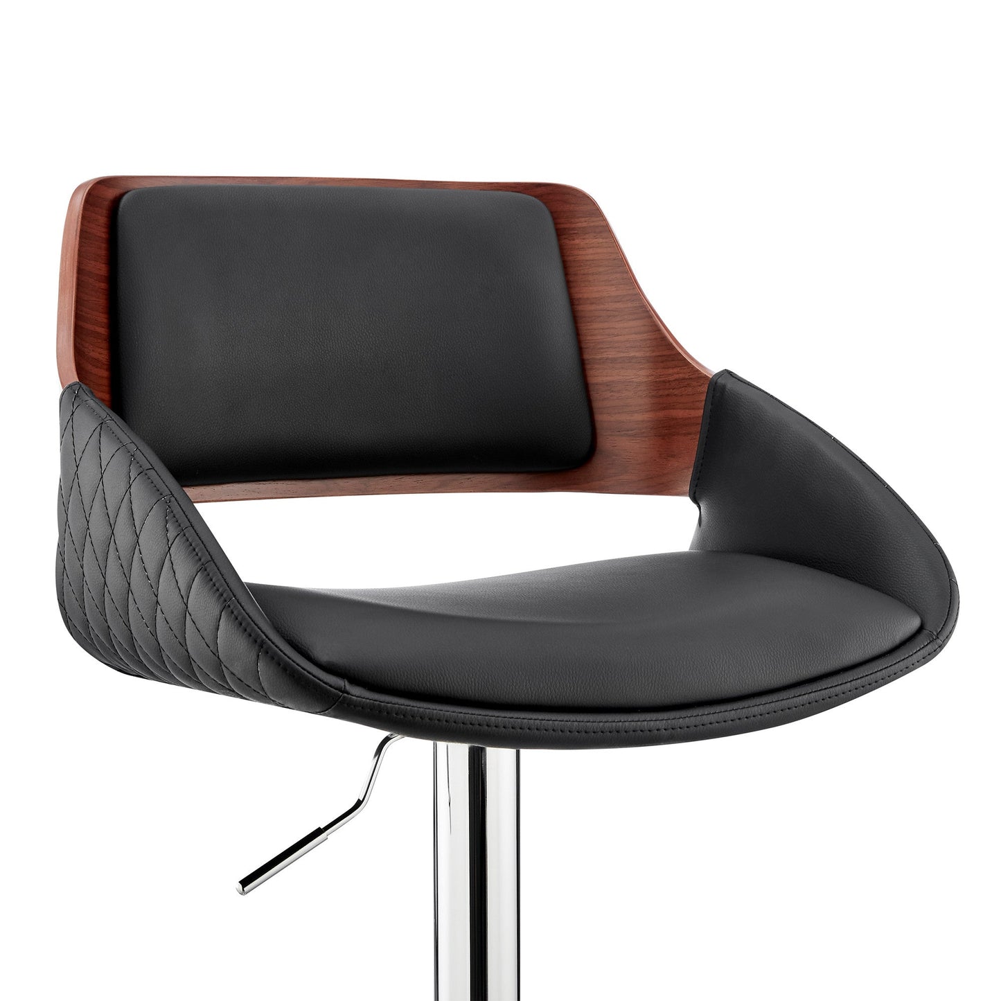 HomeRoots Black Faux Leather Adjustable Chrome Swivel Bar Stool