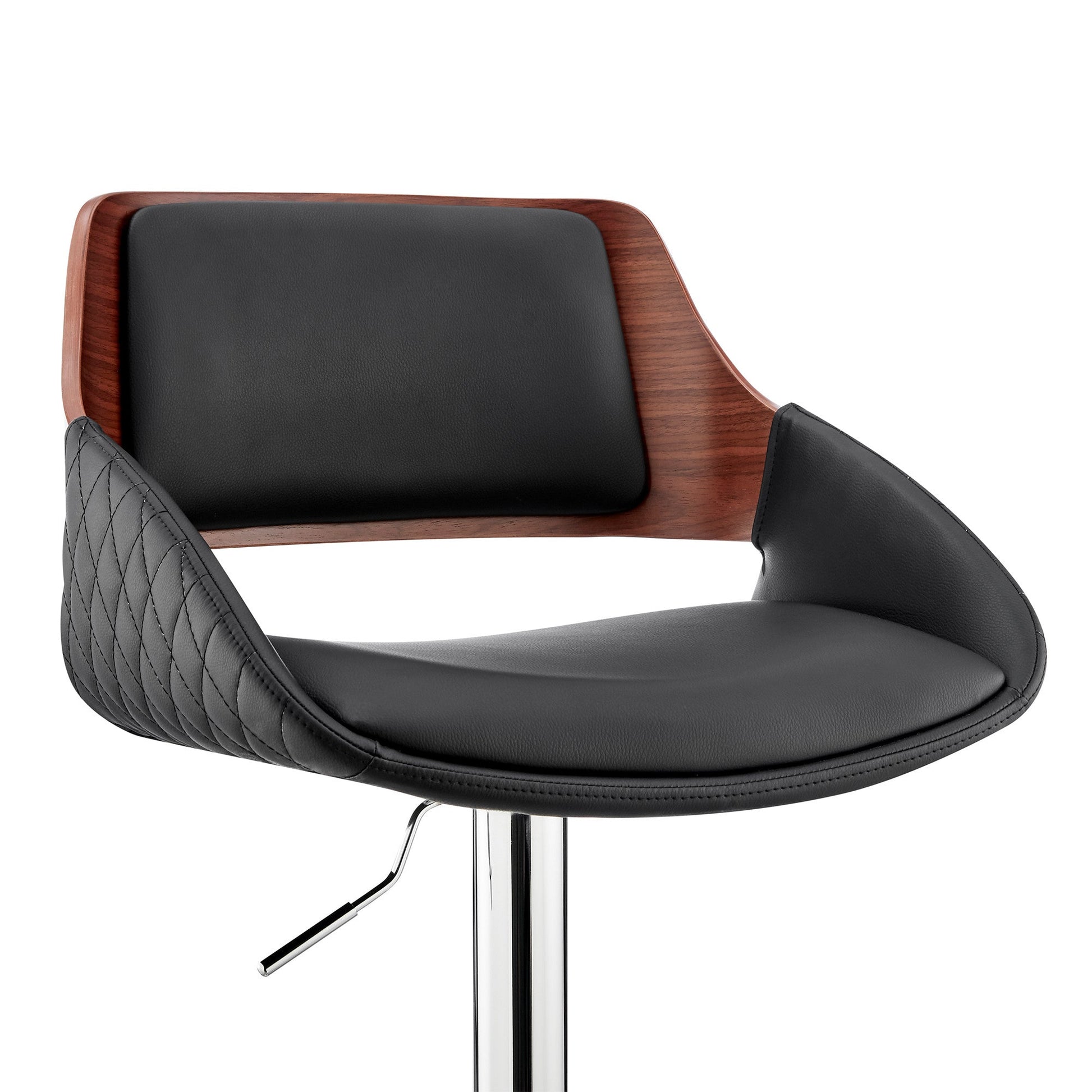 HomeRoots Black Faux Leather Adjustable Chrome Swivel Bar Stool