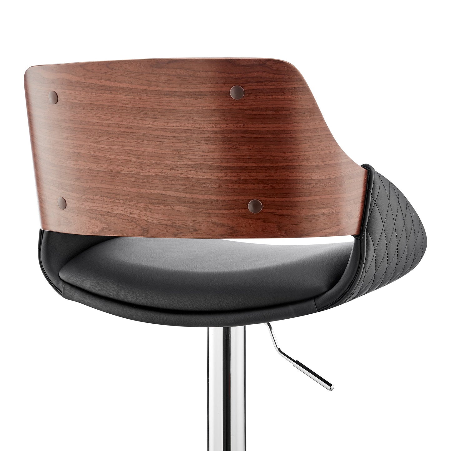 HomeRoots Black Faux Leather Adjustable Chrome Swivel Bar Stool