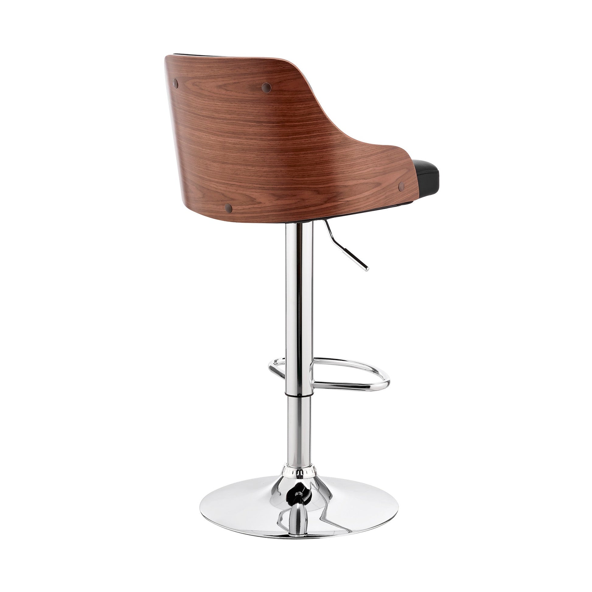 HomeRoots Black Faux Leather Adjustable Modern Bar Stool