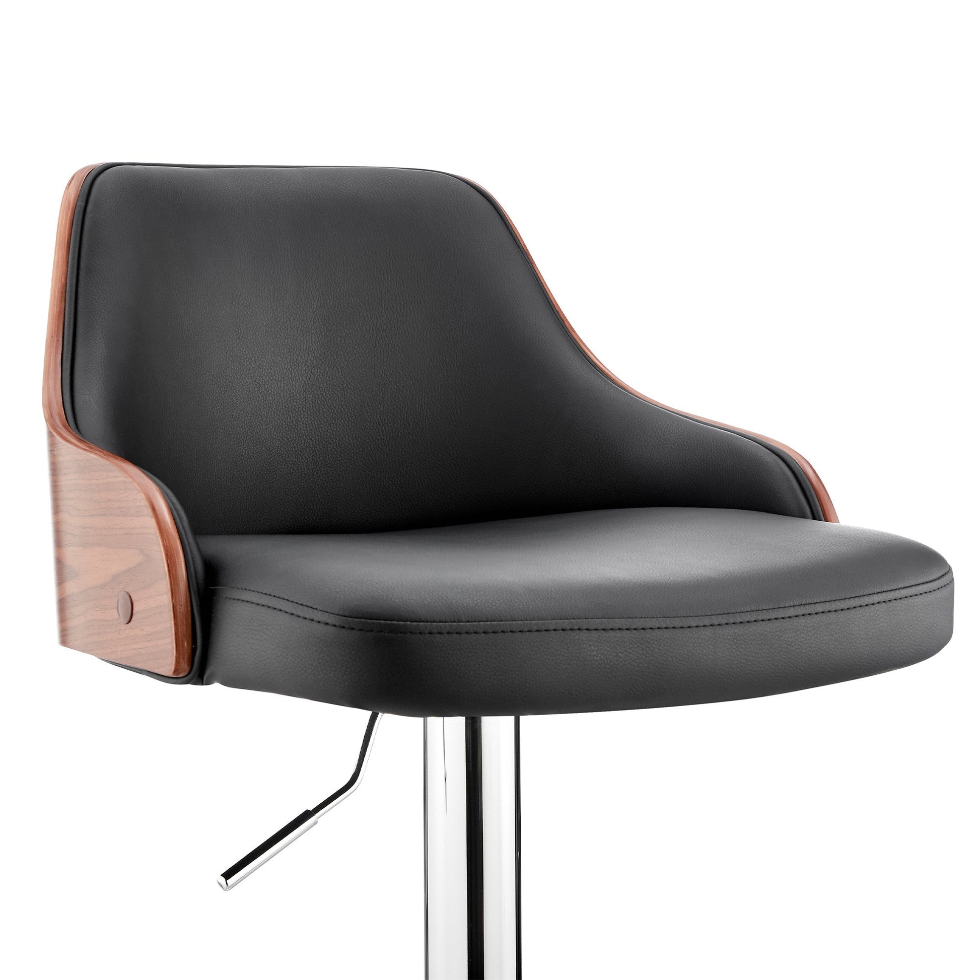 HomeRoots Black Faux Leather Adjustable Modern Bar Stool
